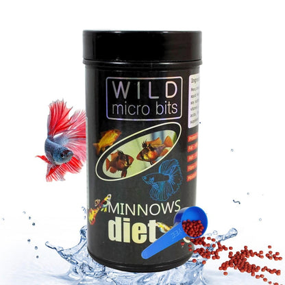 Aquatic Remedies Minnows Diet - 0.6 mm Slow Sinking Granules | Feed for Ramirezy, Corydoras, Small Rainbows, Tetras, Bettas and Guppies (Small (30G))