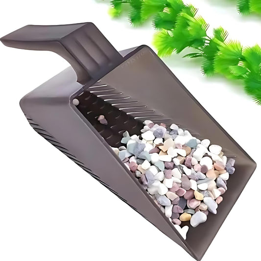 Petzlifeworld Aquarium Fish Tank Sand Shovel (Grey), Strong Construction Plastic Gravel Strainer Shovel Clean Tool