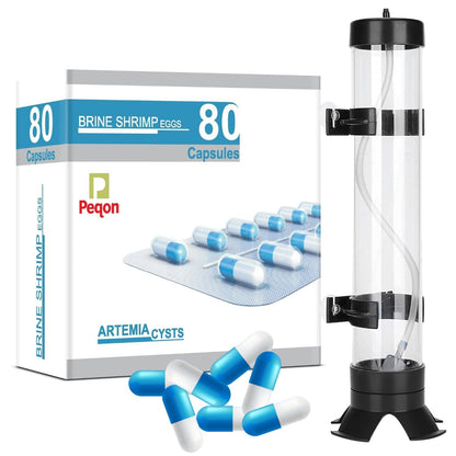 Petzlifeworld 2 in 1 Brine Shrimp Artemia Eggs Hatchery Vertical Incubator & Peqon Artemia Capsule 1 Strips (10 Capsules)