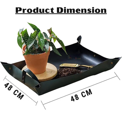 Petzlifewolrd 48 * 48 Cm (Black) Plant Transplanting Mat, Extra Thickened Stiffener, Portable Gardening Soil Changing and Watering Mat