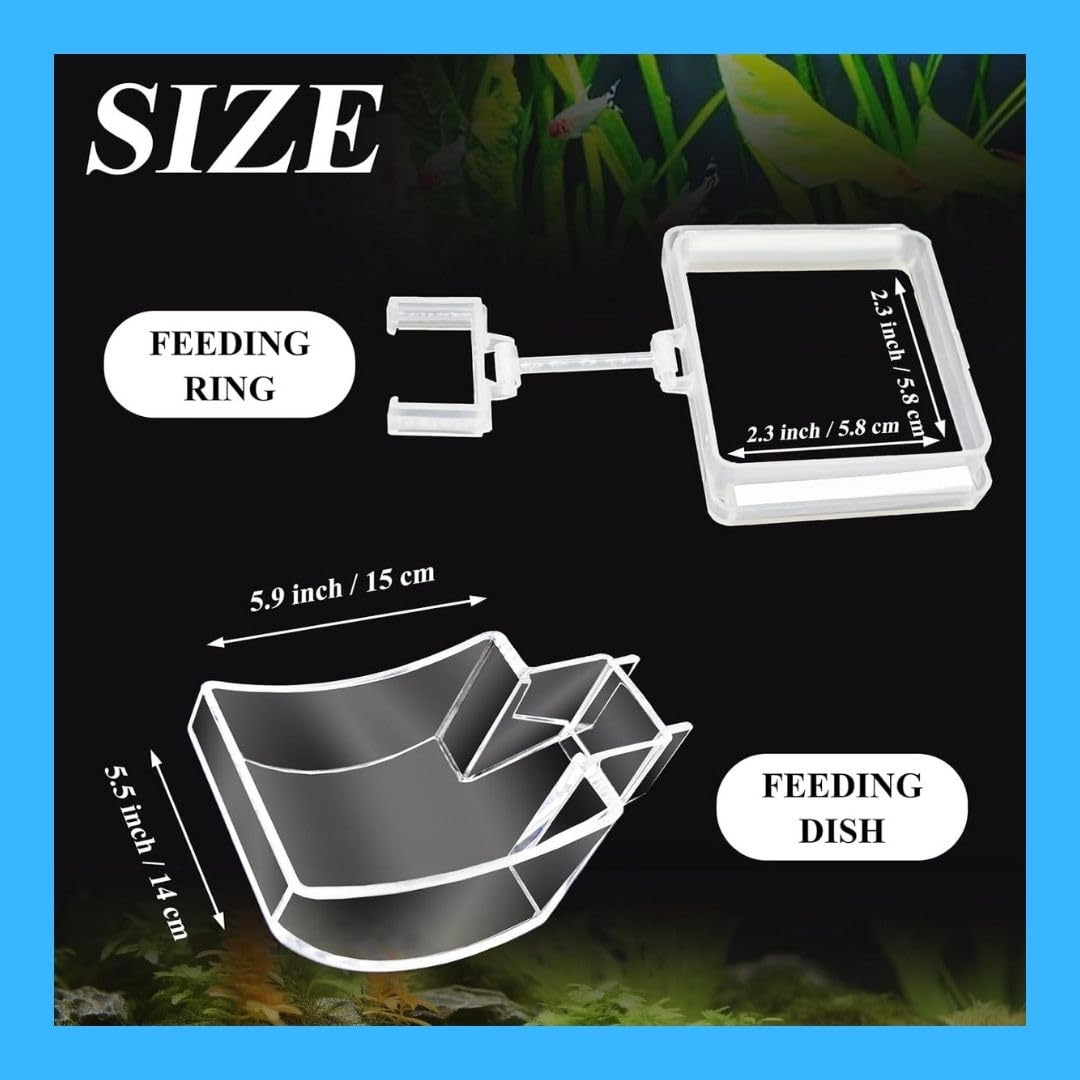 Petzlifeworld (601) 2 in 1 Acrylic Floating & Sinking Fish Food Feeder for Aquarium Fish|Adjustable Height|Feeding Spoon with Cleaning Brush