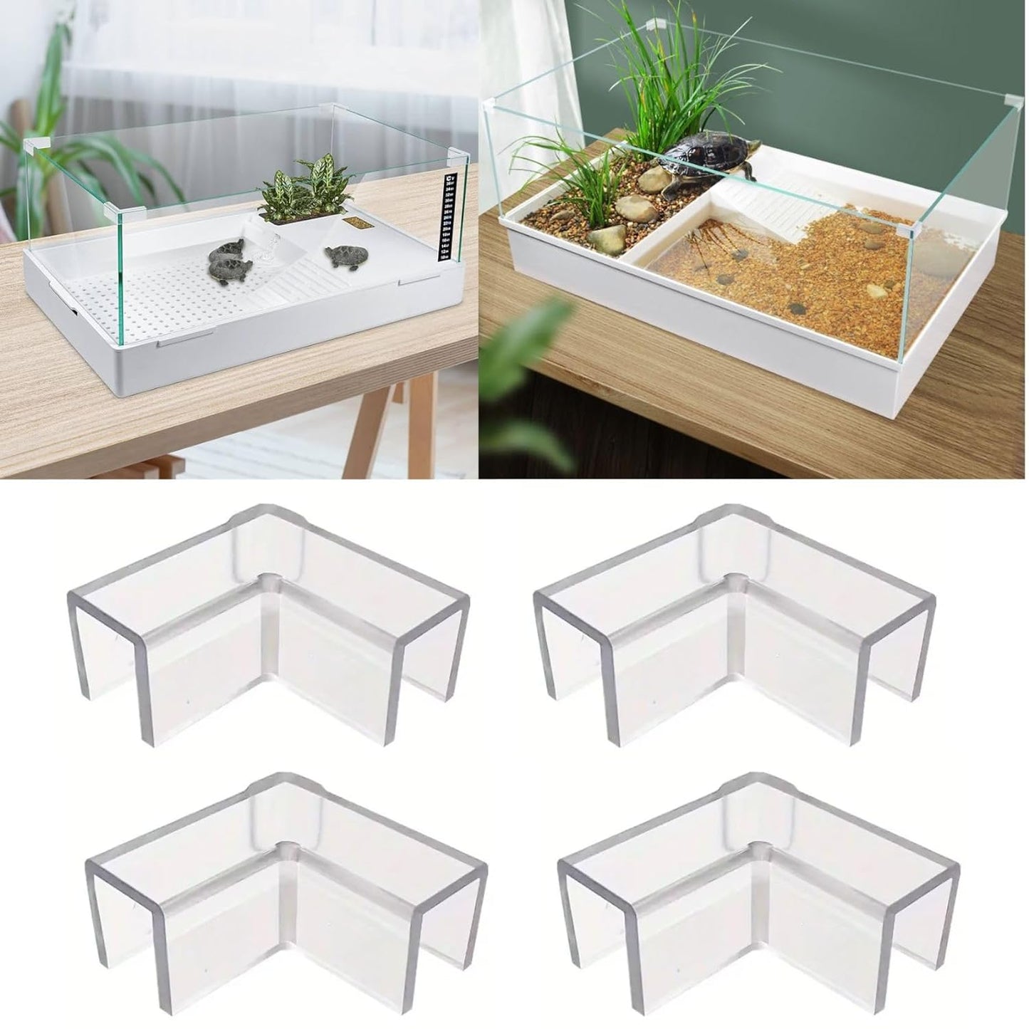 Petzlifewolrld 4pcs Clear, Durable Fish Tank Corner Protector, Transparent Triangle Anti-Collision Protective Cover