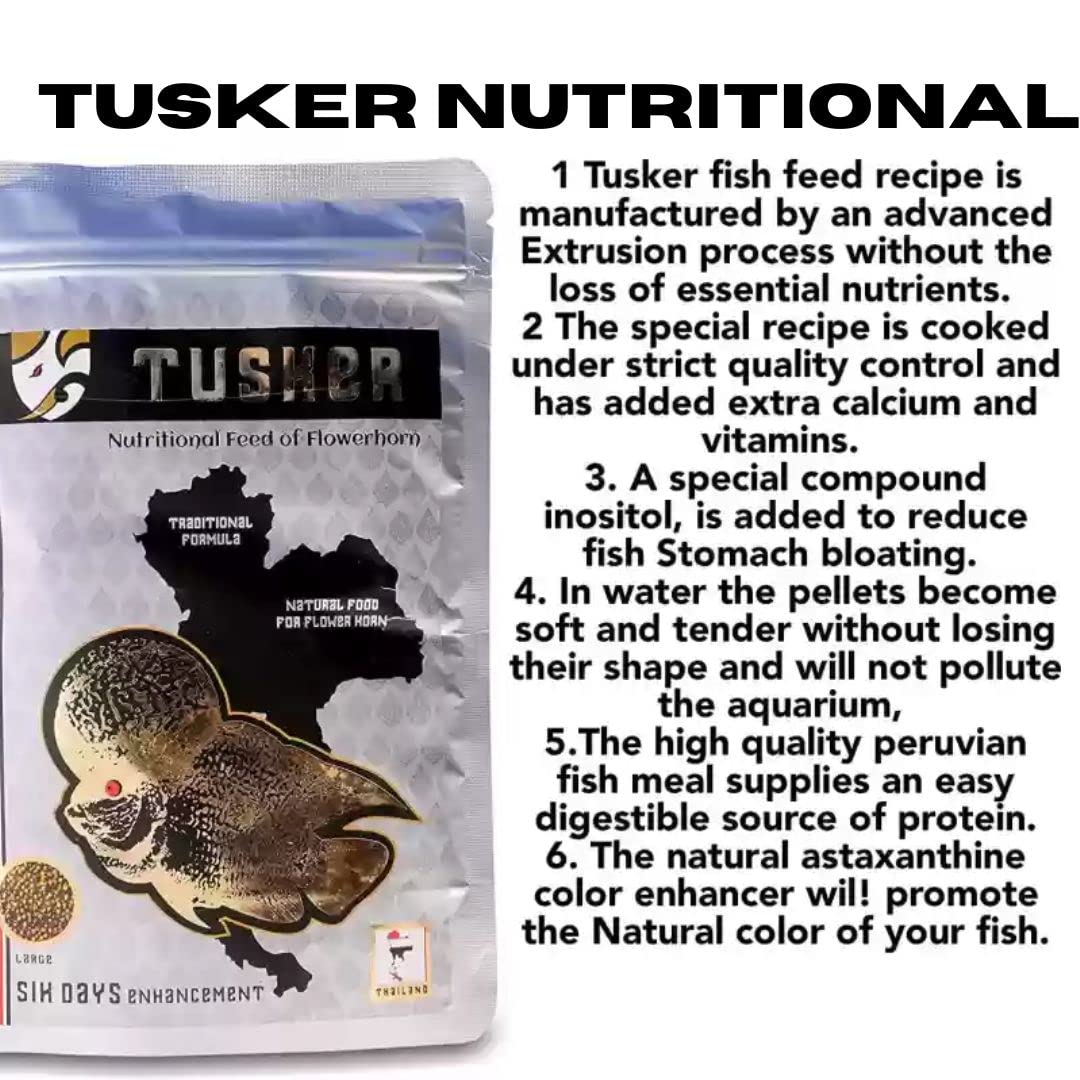 Tusker Nutritional Feed of Flowerhorn Fish Food (Original) Pouch, 100G