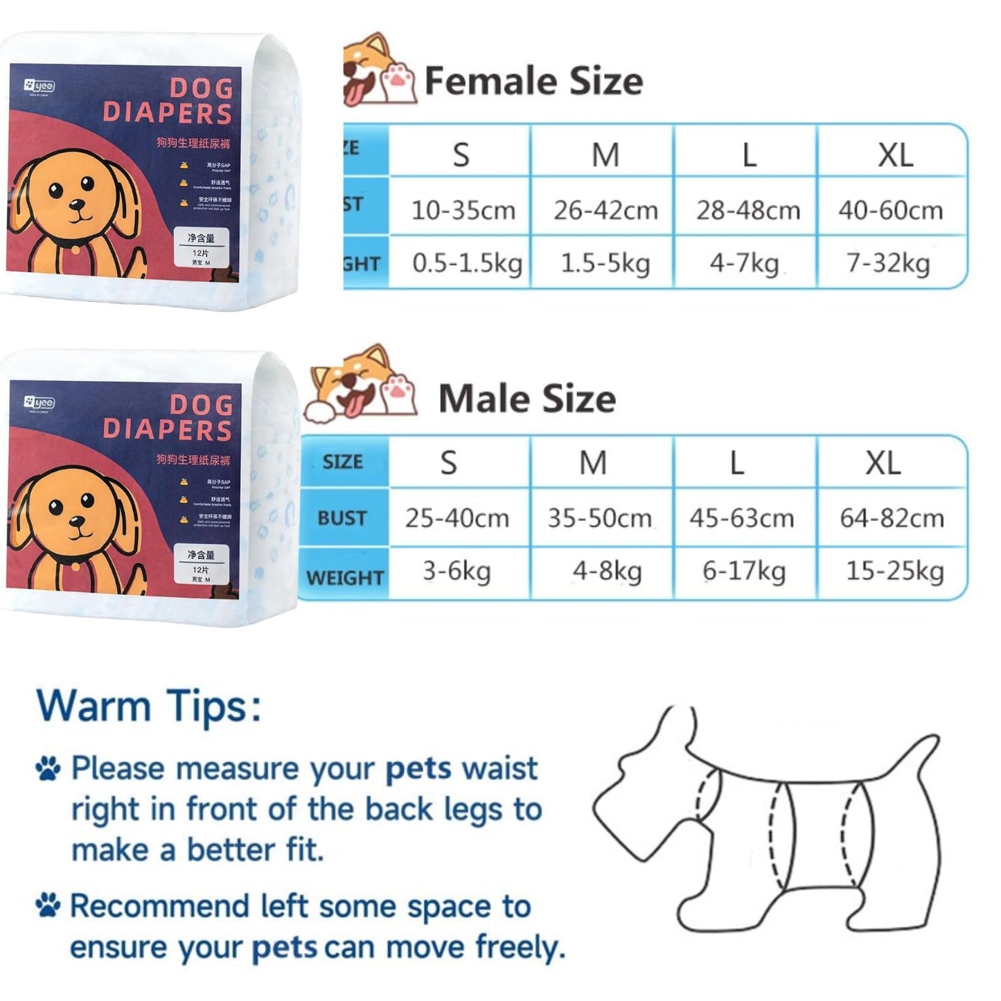 PetzLifeworld Female  Env-Friendly Disposable 10 Pcs Pack for Dog and Cat Diaper