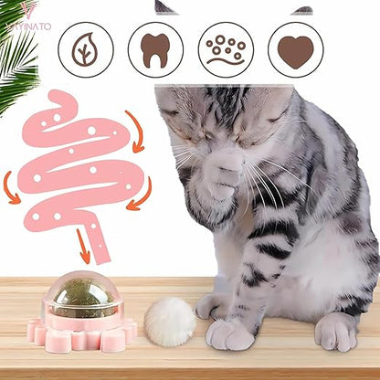 Petzlifeworld 1 Pcs Cat Nip Ball (Random Color) Edible Cat Licking Toy, Treats for Cat Teeth Cleaning Relieve Cat Anxiety (Crab Model)