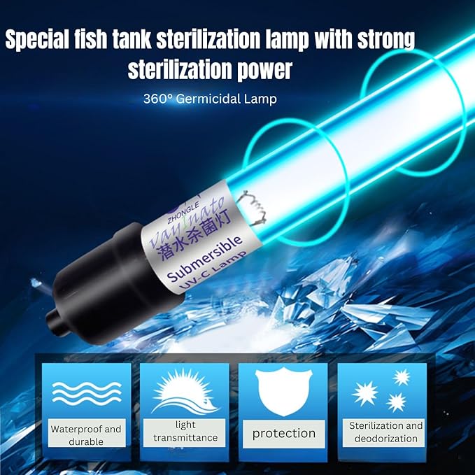 COCO 13 Watts Aquarium Submersible UV Light for Fish Tank to Kill Algae & Provide Clear Water