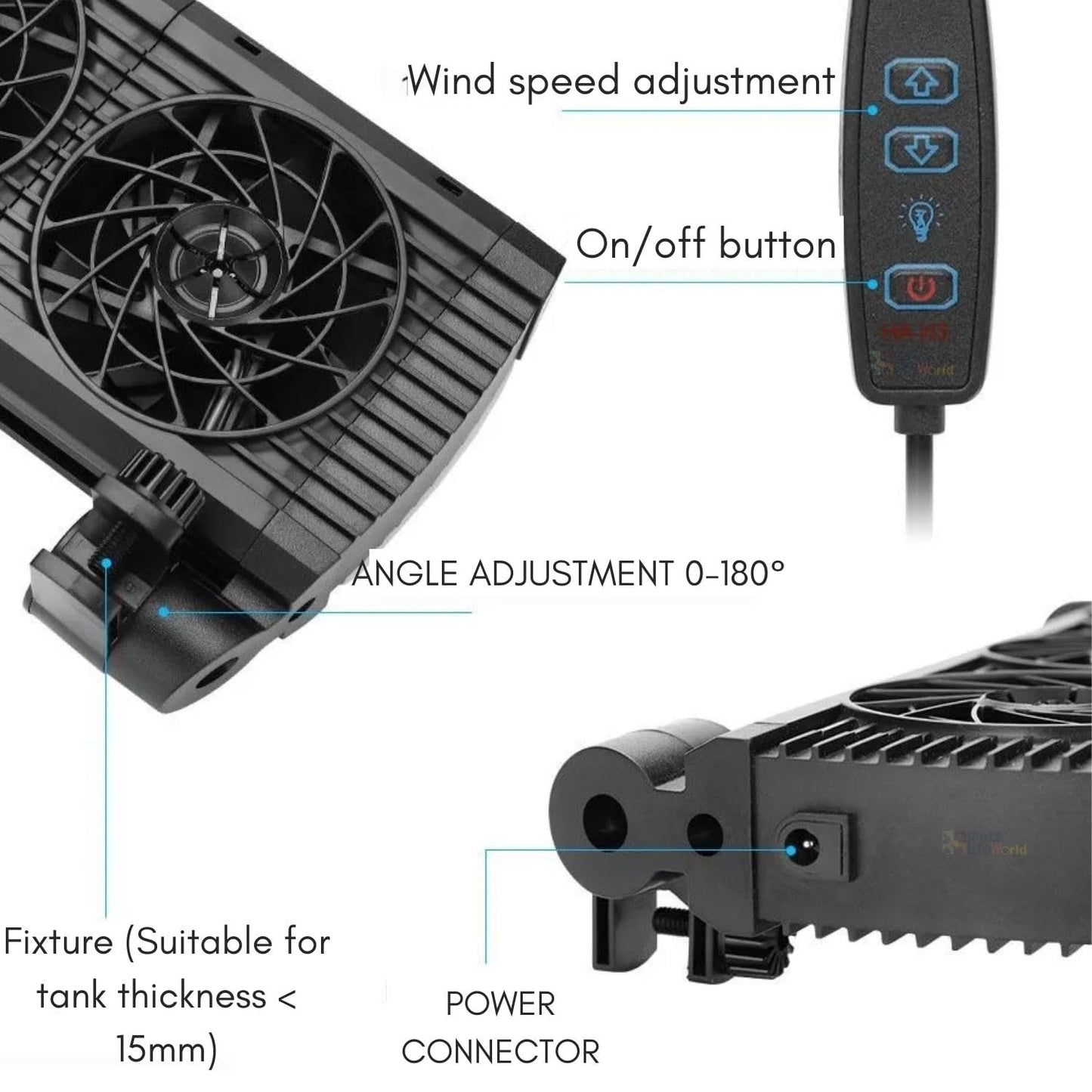 Petzlifeworld Single Head Fish Tank Cooling Fan with External Speed Control Switch