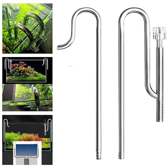 Mufan Stainless Steel Lily Pipe Set with Surface Skimmer, Inflow and Outflow for Aquarium Canister Filter - Removes Surface Scum Pipe for Planted Tank
