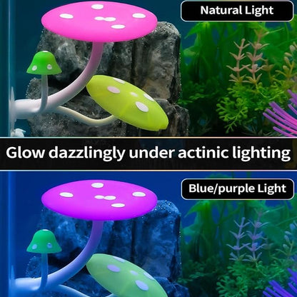 Petzlifeworld 1 Pcs Glowing Effect Betta Mushroom Hammock Soft Aquarium Rest Bed Fish Breeding Playing Pad with Suction Cup Silicone Ornament Decoration