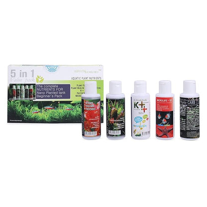 Aquatic Remedies Nano Planted Tank Aquarium Plant Fertilizer Beginner’s Pack (5 in 1 Value Pack)