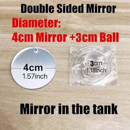 Petzlifeworld 4Cm Double Sided Betta Mirror Plaything for Fish Tank, Betta Exercise Mirror Circle Exercise Mirror with Floating Ball | Smooth Edges