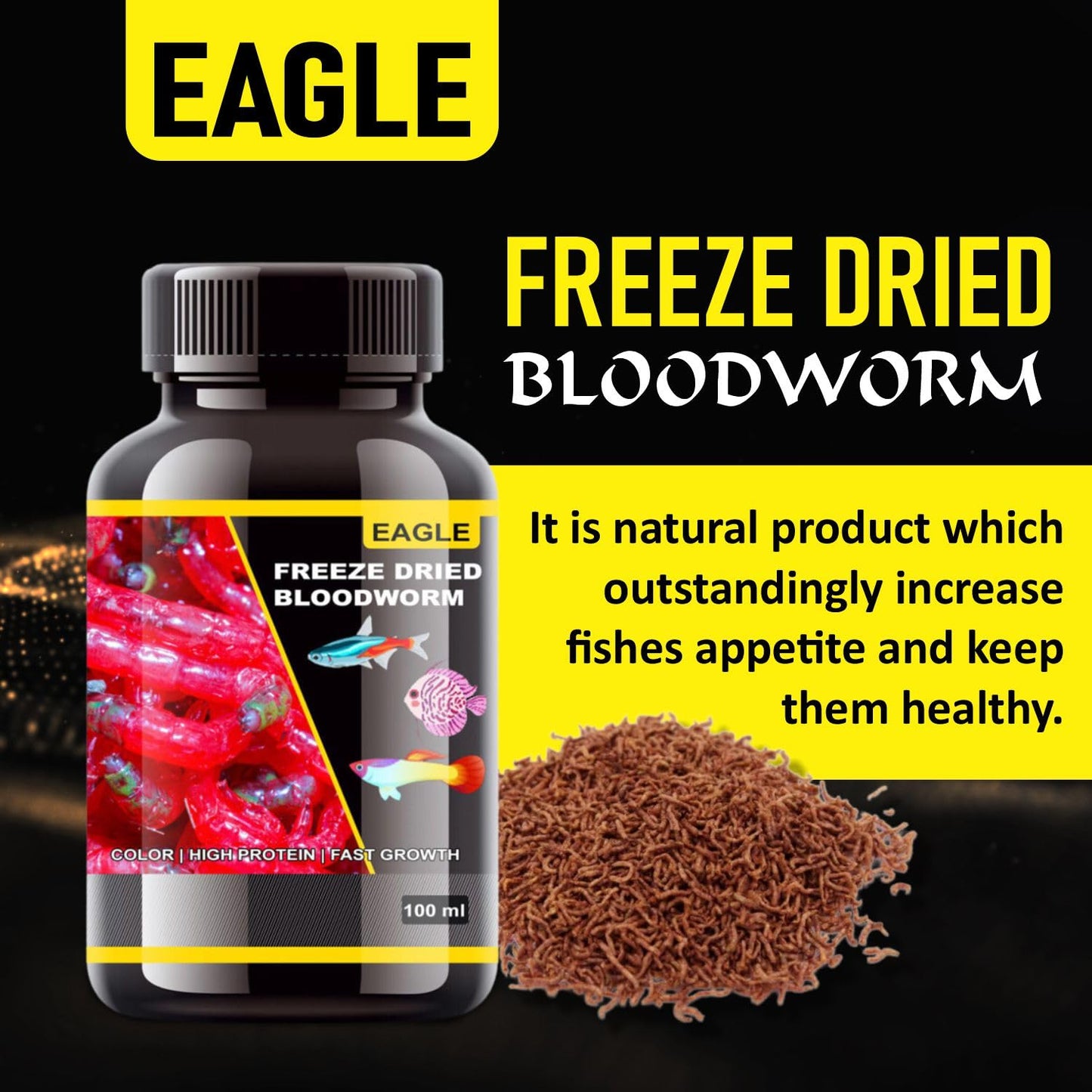 Eagle Freeze Dried Blood Worm 100ML | Colour | High Protein