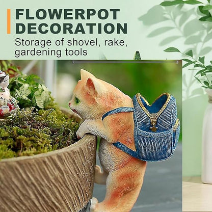 Petzlifeworld Hanging Mini Yellow Kitty with Bag for Aquarium Fish Tank Tools Holder and Indoor Plant Pot Decoration Hanging