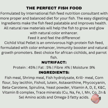 WA Cichild Vital Pellets Fish Food, 500ml (220G)