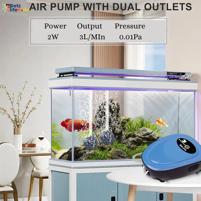 RS Electrical RS-314 AC/DC Aquarium Air Pump with Airtube and Airstone | Power: 2W | Flow: 3L/min)