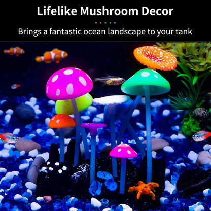 Petzlifeworld Glowing Effect Artificial Mushroom Aquarium Plant Decor Ornament Decoration for Fish Tank Landscape