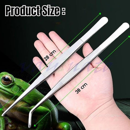 Petzlifeworld 2 in 1 (Straight Tweezers & Tip Bend Tweezer) Aquarium Tank Aquascaping Tools Stainless Steel Aquatic Plants Tweezers