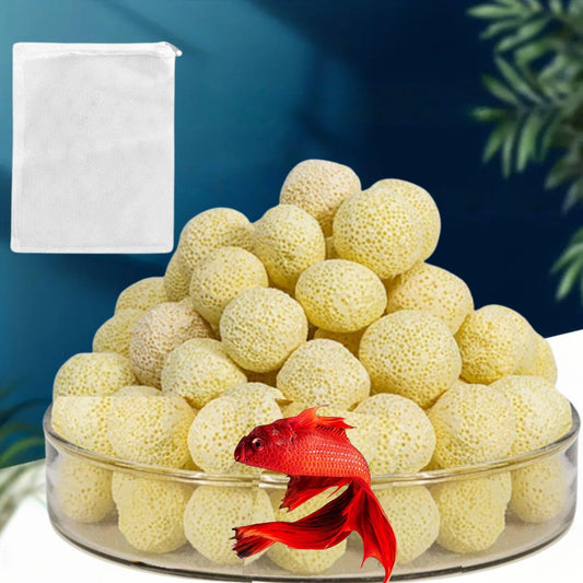 Petzlifeworld 250g Yellow Ceramic Bio Ball with Net Bag for Aquarium Fish Tank