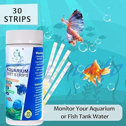 Petzlifeworld 6 in 1 Aquarium 30 Test Strips for Freshwater Saltwater,Test Kit with Quick and Accurate, Pond Fish Tank and Swimming Pool Test Strips Testing Nitrite,Nitrate,Cl2,pH,Total Hardness,Carbonate