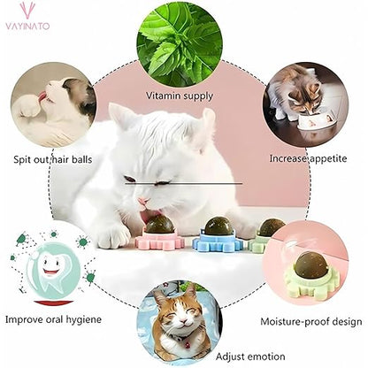 Petzlifeworld 1 Pcs Cat Nip Ball (Random Color) Edible Cat Licking Toy, Treats for Cat Teeth Cleaning Relieve Cat Anxiety (Crab Model)