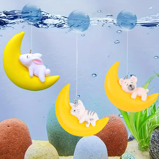 Petzlifeworld Floating Half Moon Sleeping Pet Aquarium Toys Mini Fish Tank Attractive Cute Decoration