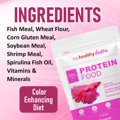 Aura The Healthy Betta Protein Food, 25G | Colour Enhancing Diet