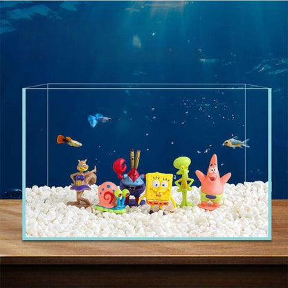 Petzlifeworld 6 Pcs Cute Spongebob Figure Model Aquarium Fish Tank Landscape Ornaments | Cute & Lifelike Ornaments for a Magical Underwater World