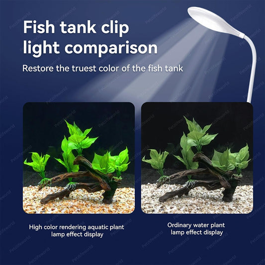 Petzlifeworld Aquarium (S60) LED Bowl & Fish Tank Light (Suits for 1-2 Ft Tank) 360 Degree Flexible Twist Holding Rod Light | Oval, Blue+White