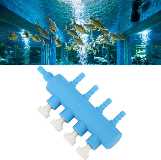 Petzlifeworld Plastic (Blue) 4 Way Fish Tank Air Distributor, Aquarium Air-Pump Flows Hose Splitter