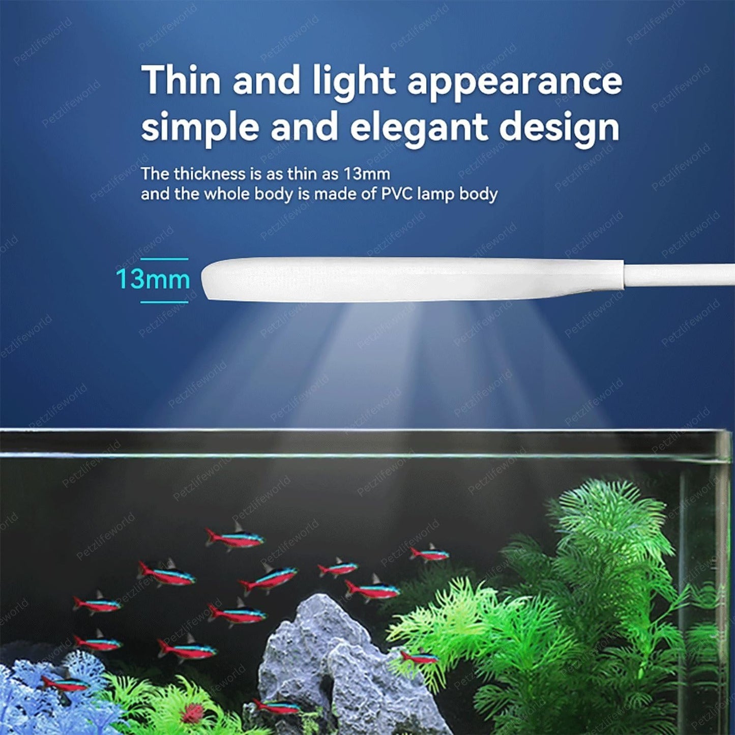 Petzlifeworld Aquarium (S60) LED Bowl & Fish Tank Light (Suits for 1-2 Ft Tank) 360 Degree Flexible Twist Holding Rod Light | Oval, Blue+White