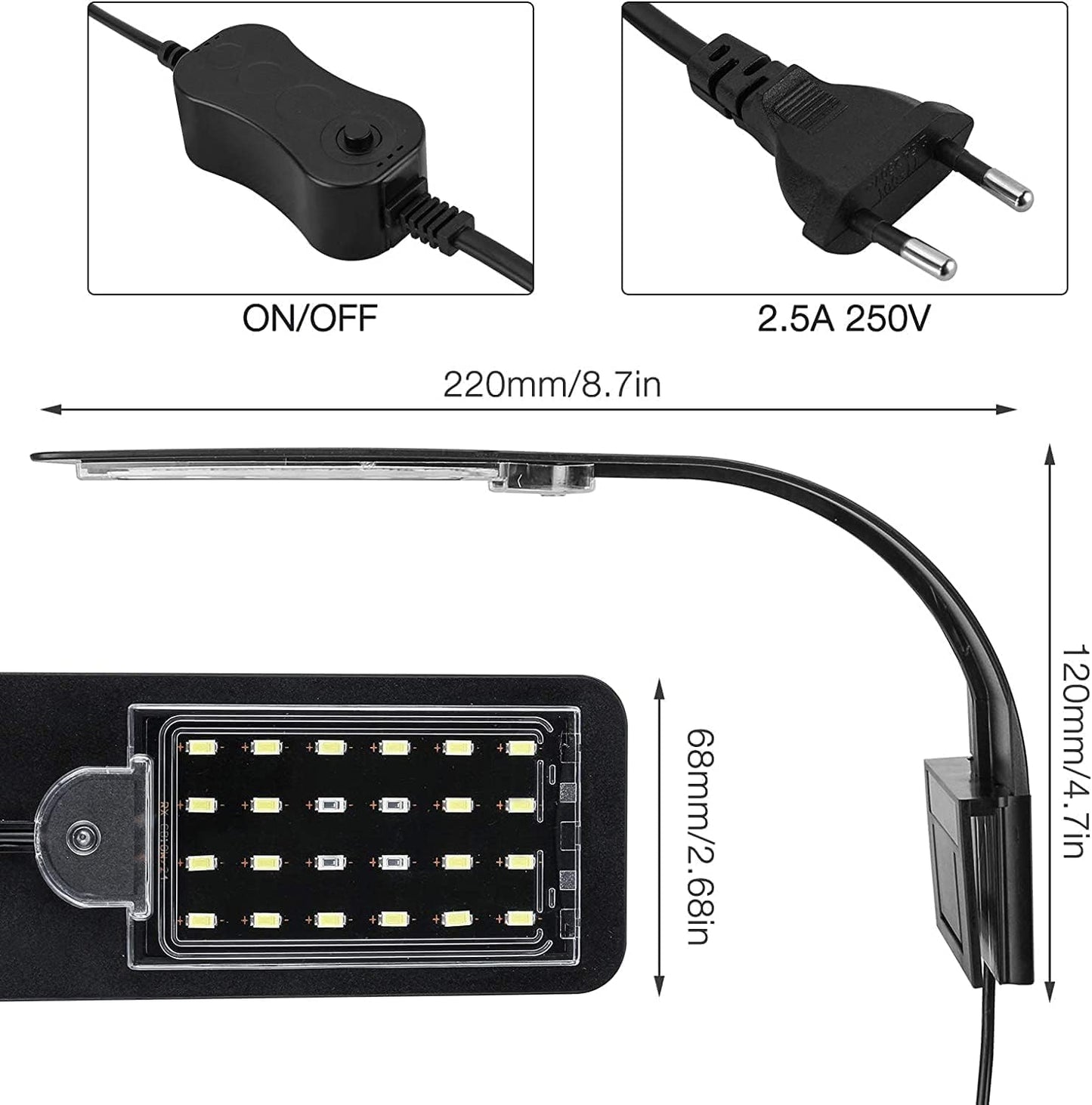 Petzlifeworld M-280 (Black) Super Slim Led Aquarium Light Fit For 1~3 Feet Tank