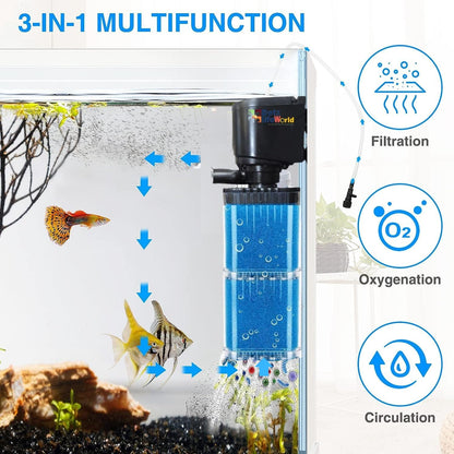 Bluepet Aquarium Liquid Internal Filter for Aquarium Fish Tank | Suitable for Fresh Water and Sea Water Appliances (BL-7300F | Power : 20W | Output : 1000L/H | Suitable for 2.5 Feet Tank)