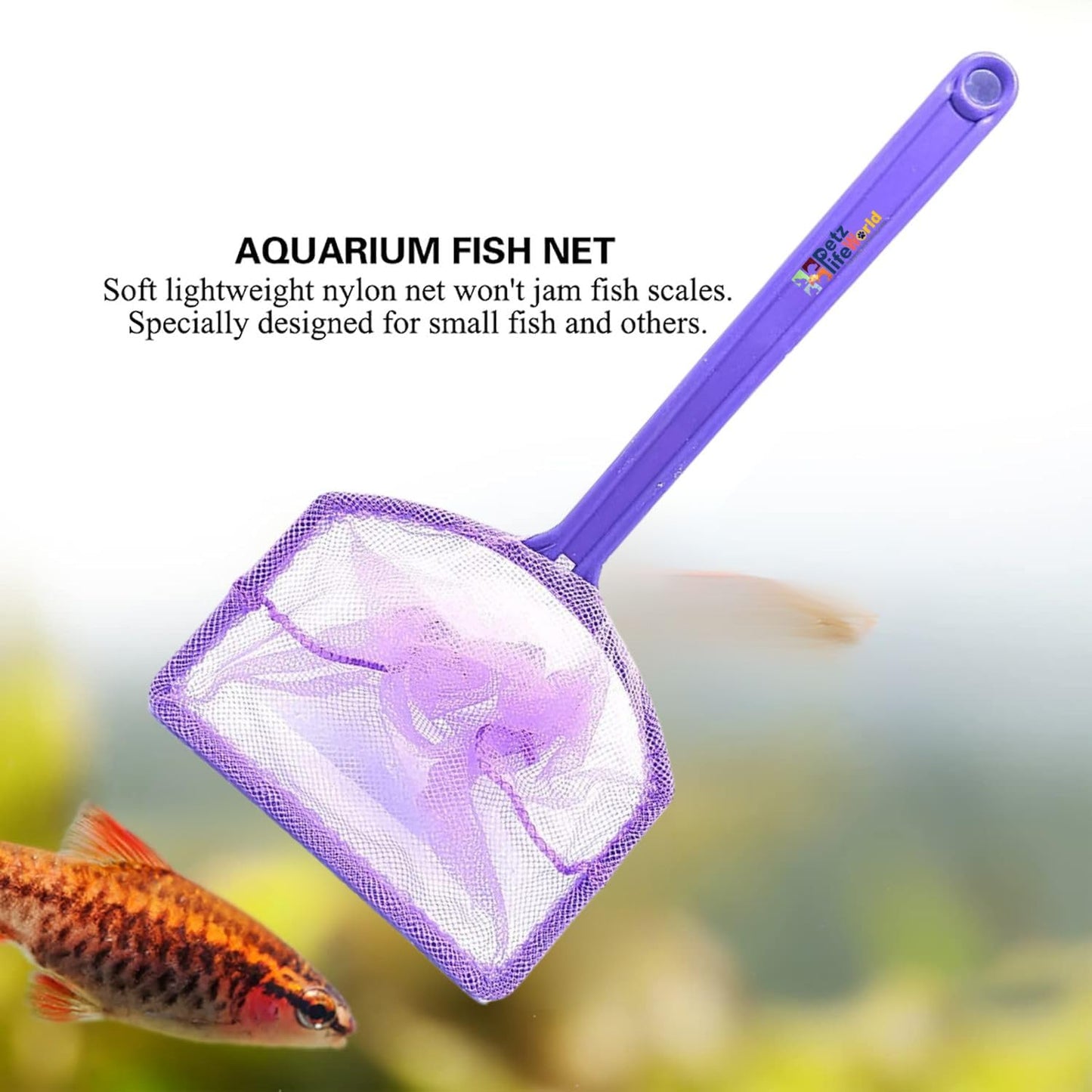 Petzlifeworld 6 Inch Purple (2 Pcs) Aquarium Fish Net, Soft Fine Nylon Mesh Fishing Net