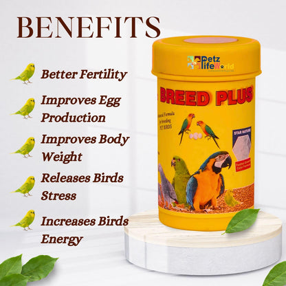 Breed Plus Birds Health Supplement, 50g Advanced Formula for Breeding Pet Birds