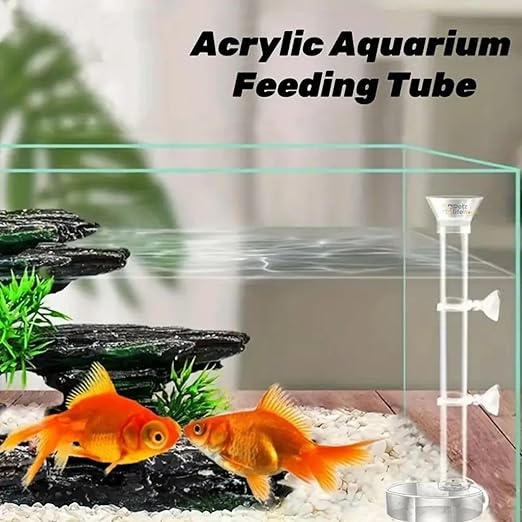 Petzlifeworld Aquarium Fish Shrimp Feeder Transparent Clear Glass Fish Feeder Tube with Suction Cup - Effortless & Clean Aquarium Feeding for Healthier Fish