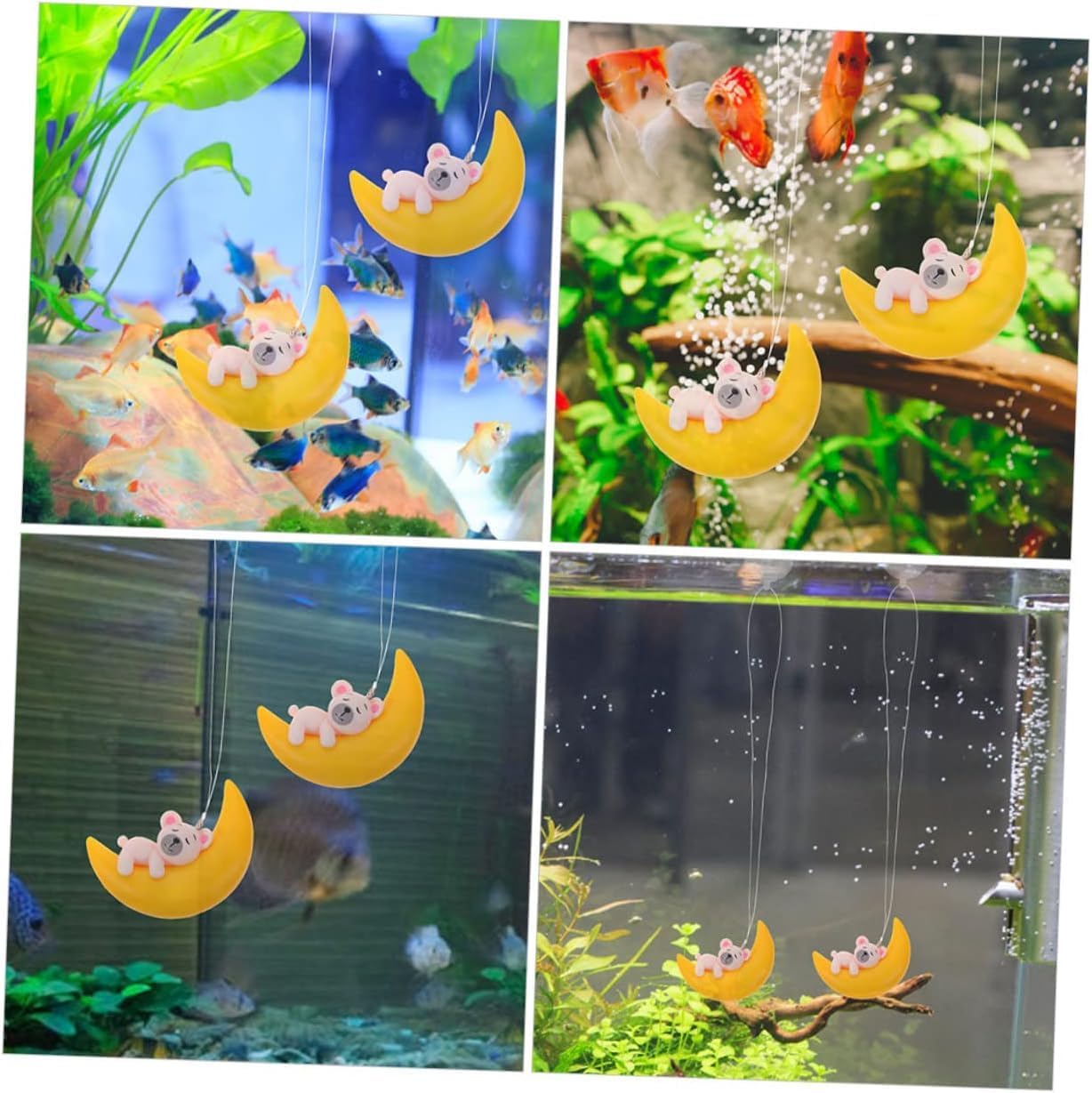 Petzlifeworld Floating Half Moon Sleeping Pet Aquarium Toys Mini Fish Tank Attractive Cute Decoration