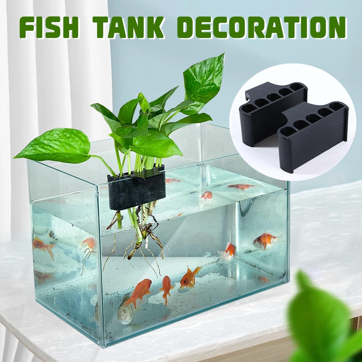 VAYINATO® 5 Hole Aquarium Fish Tank Water Plant and Indoor Money Plastic Plant Holder Hydroponics Plastic Pot | Decoration Plant Hanging Cups (Black) by Petzlifeworld