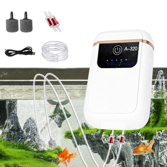 SOBO Mini AC/DC Aquarium Air Pump with Airtube, Airstone, Check Valve | USB Type