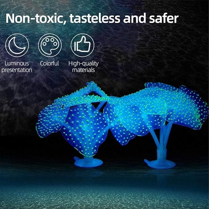 Petzlifeworld SH002 Soft Silicone Glowing Coral Ornaments, Fluorescence Aquatic Artificial Coral for Fish Tank Decoration | Enchanting Fish Tank Decor (Random Color)