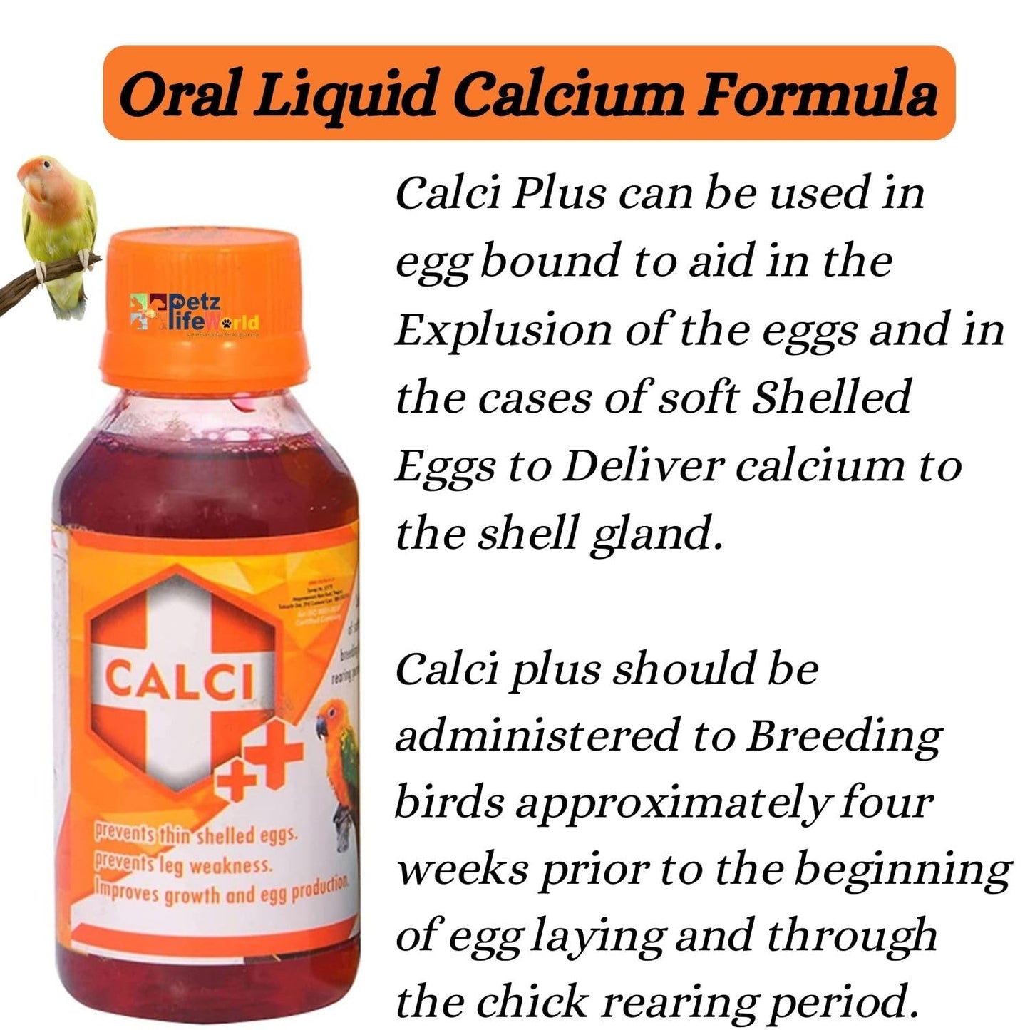 Birds Care Calci+ 30ML (Pack of 3) Oral Liquid Calcium Formula for All Birds Health Supplements