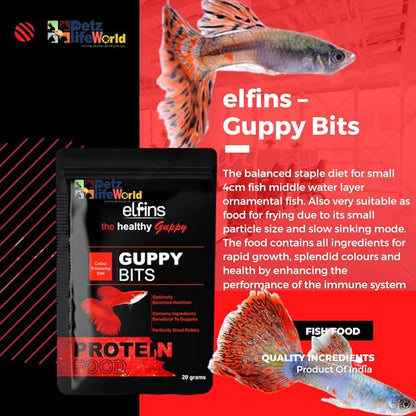 Horizone Elfins Colour Enhancing Special Guppy Bits Fish Food, 20G