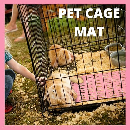 2 Pcs (34 * 25 Cm) Pet Cage Mat for Rabbit, Guinea Pig, Hamster – Waterproof Plastic Feet Pads | Non-Slip Resting Floor Mats for Cats, Dogs, Bunny | Water Proof | Easy to Clean Cage Pads