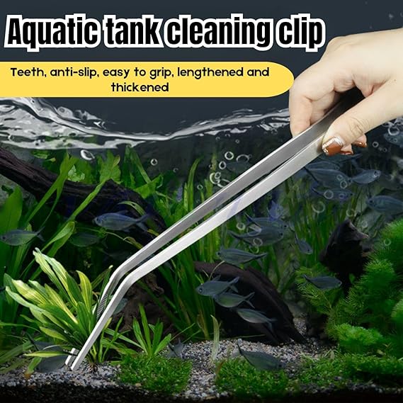 Petzlifeworld 2 in 1 (Straight Tweezers & Tip Bend Tweezer) Aquarium Tank Aquascaping Tools Stainless Steel Aquatic Plants Tweezers