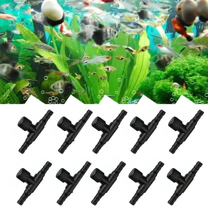 Petzlifeworld Aquarium (Black) Air Flow Control Valve T Shaped Single Way Plastic Air Flow Control Regulator