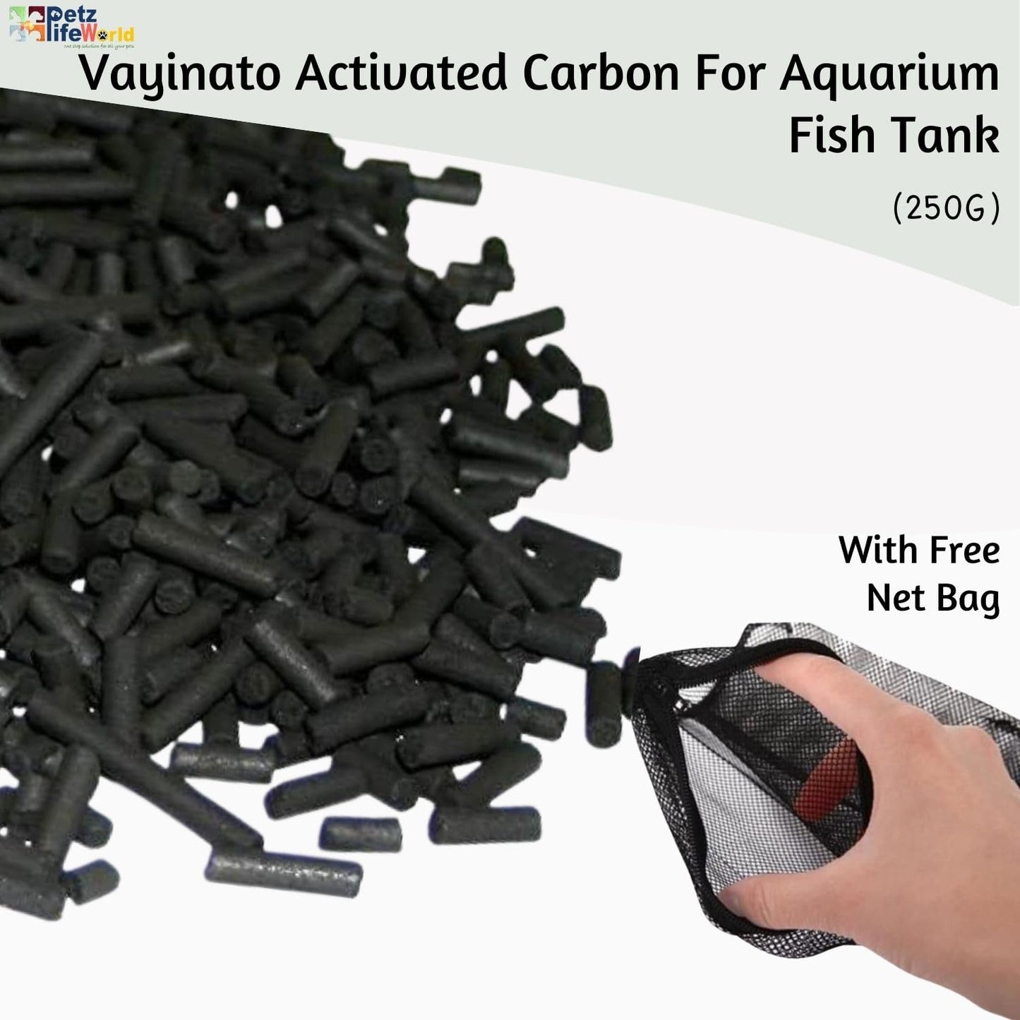 Petzlifeworld 250G Activated Carbon Pellets Aquarium Filter Media with Free Net Bag