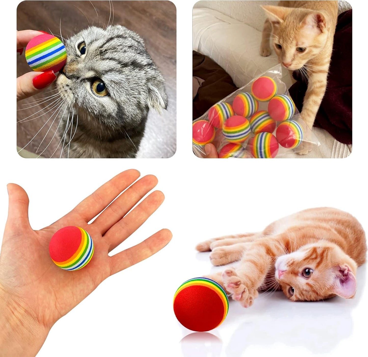 Petzlifeworld EVA Rainbow Ball Pet Toy, Non-Toxic Solid Dog&Cat Toy, Durable Chew Toy for All Breeds