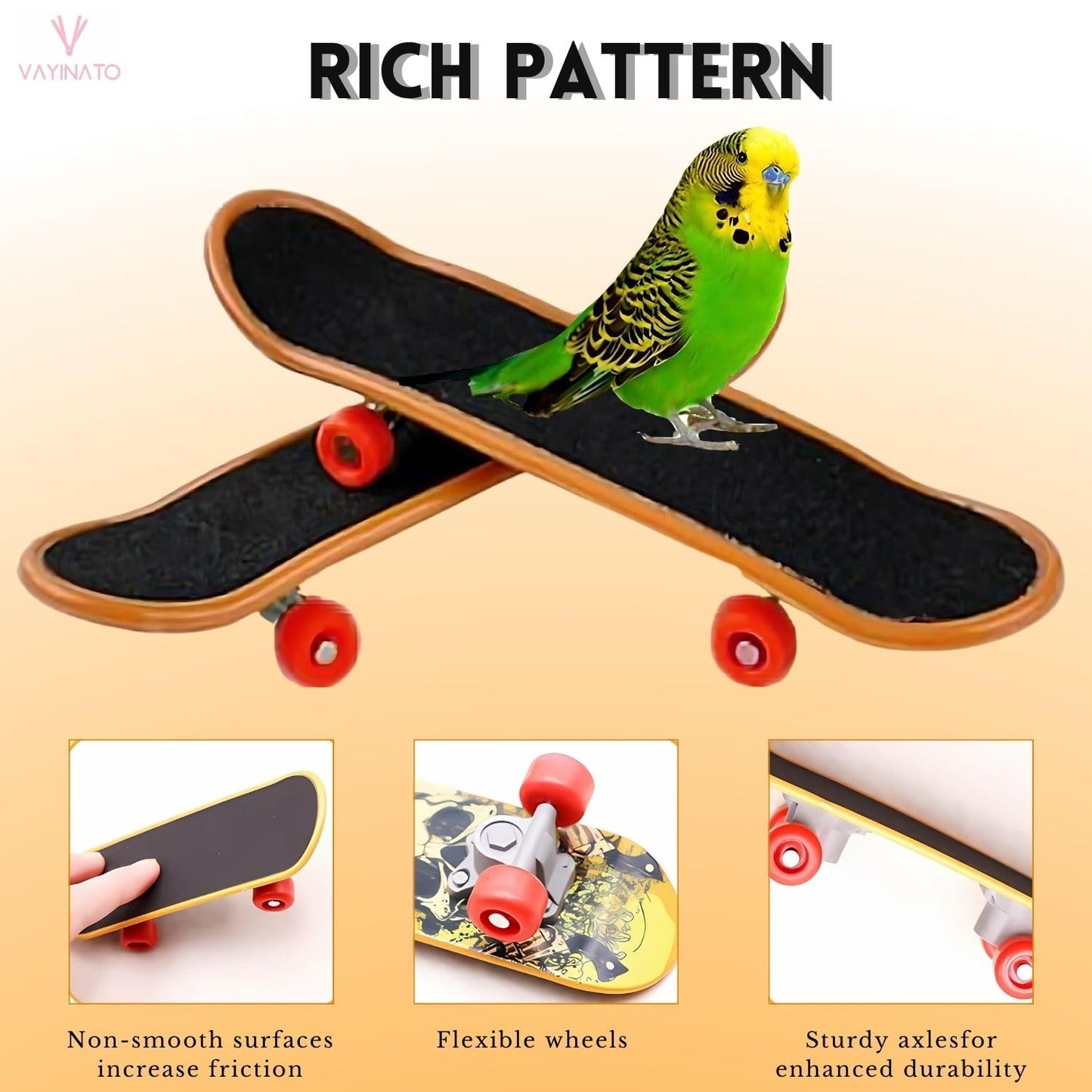 Petzlifeworld Bird Toys Parrot Toys Funny Intelligence Skateboard Toy Stand Perch Toy for Parakeet Cocktails Bird Training Accessories