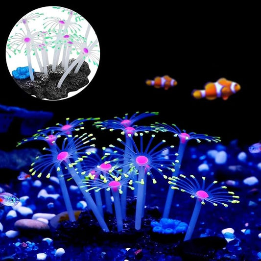 Petzlifeworld SH007 Soft Silicone Glowing Coral Ornaments, Fluorescence Aquatic Artificial Coral for Fish Tank Decoration | Enchanting Fish Tank Decor (Random Color)