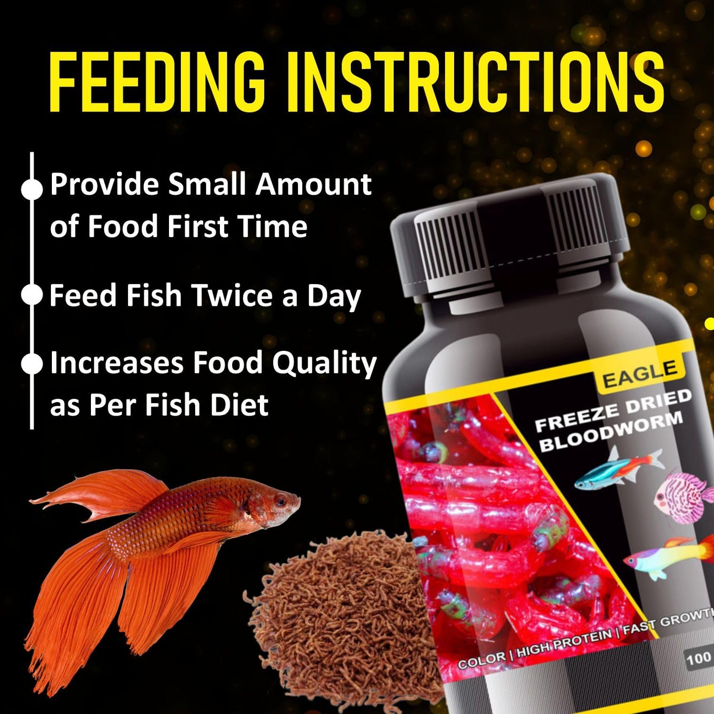 Eagle Freeze Dried Blood Worm 100ML | Colour | High Protein