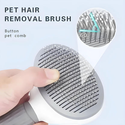 PetzLifeworld One Click Self-Cleaning Smooth Brush, Dog Cat Rabbit Pet Grooming Shedding Brush